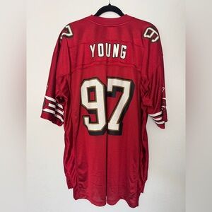 VTG Reebok NFL San Francisco 49ers Steve Young #8 Red Football Jersey Sz. XL